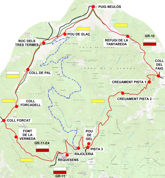 Plànol recorregut de la ruta Requesens - Puig Neulós