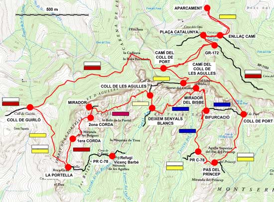 Plànol recorregut de la ruta Agulles i Frares Encantats