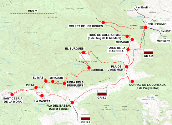 Plànol recorregut de la ruta Collformic - Sant Cebrià de la Mora